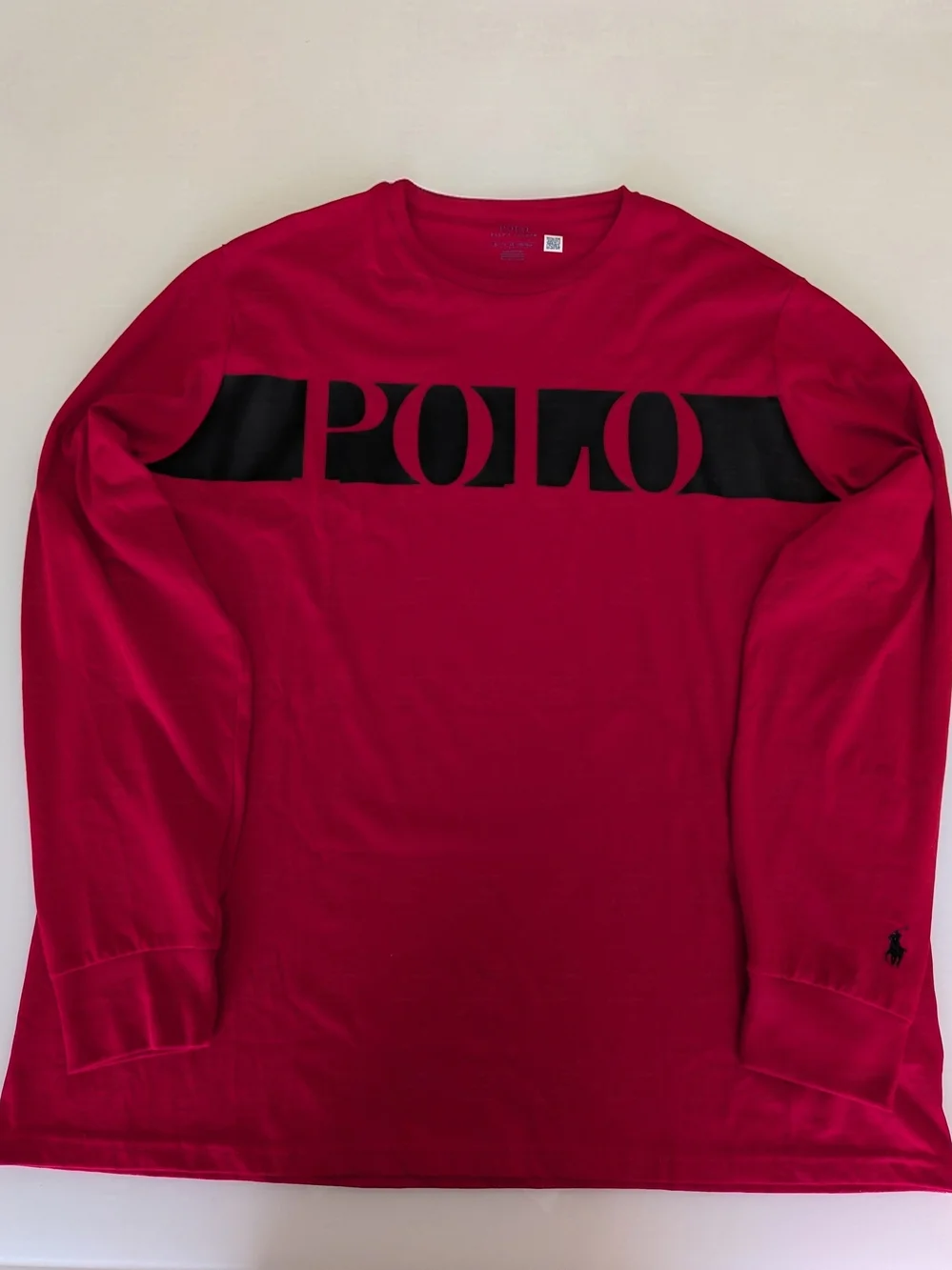 Polo Ralph Lauren Men Red Black Logo Long Sleeve Graphic Tee Shirt XL NWOT